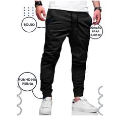 Calça Jogger Masculina Com Punho Premium Slim Jeans Sarja Elástico Ajustável