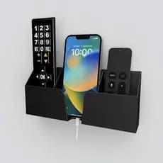 Suporte Triplo Parede Universal 2 Controles + Celular Fita dupla face Forte Preto e Branco