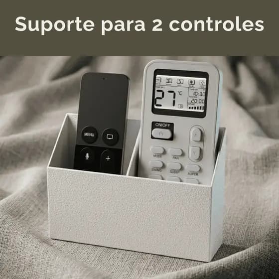 Organizador de Parede para 2 Controles Texturizado | Suporte Adesivo Sem Furo | Design Moderno Elegante Preto e Branco