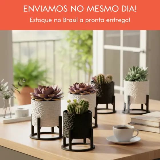 Vaso Cachepot Decorativo com Base – Design Moderno para Plantas Pequenas e Suculentas
