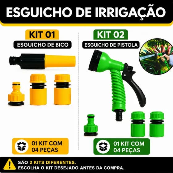 Kit Irrigação Esguicho ou Pistola Bico Ponteira Mangueira Engate Rápido Jardim Lavagem Rega Jardim Pulverizador