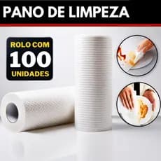 Rolo 100 Pano de Limpeza Multiuso Cozinha Louça Alta Absorção Reutilizável Lavável Branco