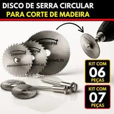 Kit 6 ou 7 Peças Mini Serra Circular Disco Para Madeira Lâmina com Adaptador Furadeira Parafusadeira