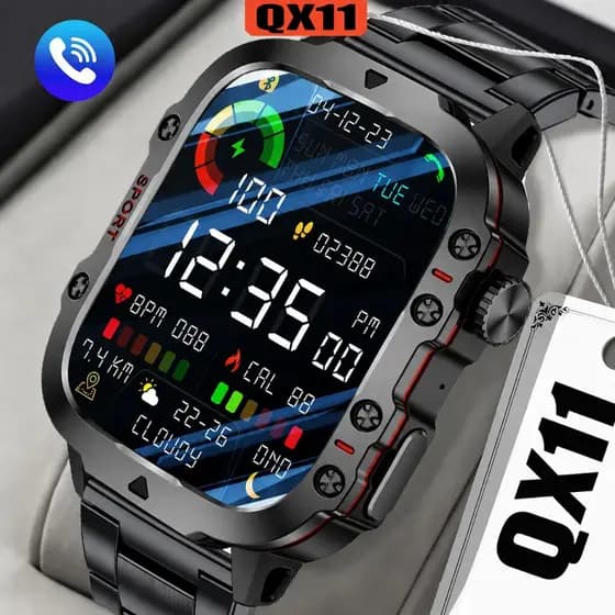 2026 Novo Smartwatch Esportivo QX11 Homem 1.96 Polegadas Monitoramento de Saúde Bluetooth