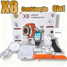 Smartwatch 2026 Novo X8 2.2 Polegadas Para IOS Android Completo 7 em 1 I15 TWS