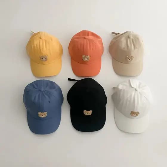Boné de Beisebol Infantil de Verão com Estampa de Urso de Desenho Animado, Boné de Sol Snapback para Meninos e Meninas,