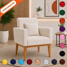Poltrona Decorativa Para Sala Nina Base Reforçada Suede Pés Trapézio Aninha Poltronas