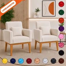 Kit 2 Poltronas Decorativo Para Sala Decorativa Nina Base Reforçada Suede Aninha Poltronas