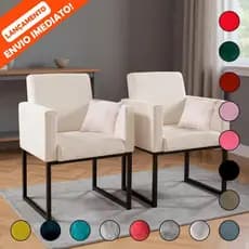 Kit 2 Poltronas Decorativas Para Sala Nina Base de Ferro Preta Aninha Poltronas