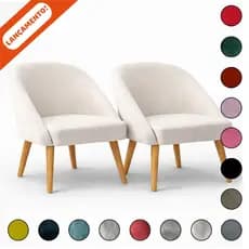 Kit 2 Poltronas Decorativa Para Sala Decorativa Lua Pés Palito 30 cm Suede Aninha Poltronas