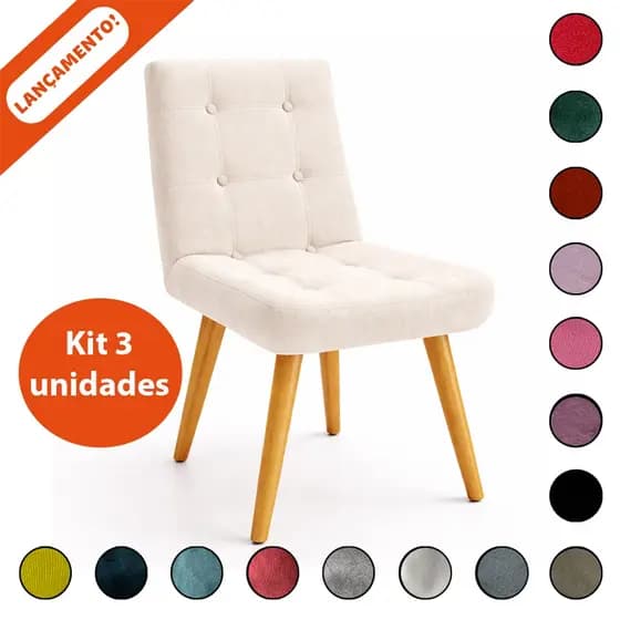 Kit 3 Cadeira Poltrona Sala Escritório Eames Pé Palito Suede Aninha Poltronas