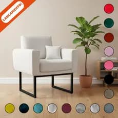 Poltrona Decorativa Para Sala Annita Base de Ferro Preta Com e Sem almofada Suede Aninha Poltronas