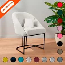 Poltrona Decorativa Para Sala Lua Base de Ferro Preta Com e Sem Almofada Suede Aninha Poltronas