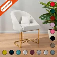 Poltrona Decorativa Para Sala Lua Base de Ferro Dourada Com e Sem Almofada Aninha Poltronas