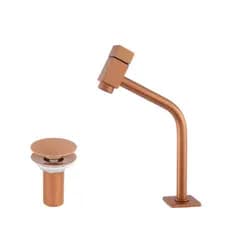 Kit Torneira Lavatório Baixa Square Rose Gold + Válvula Click – Elegância e Praticidade