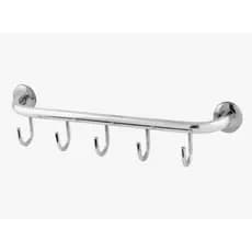 Cabide 5 Ganchos em Aço Inox para Roupas e Toalhas – Durável e Prático