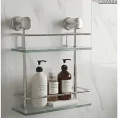 Suporte Porta Shampoo Duplo Vidro Reto Incolor 50cm Com 8mm