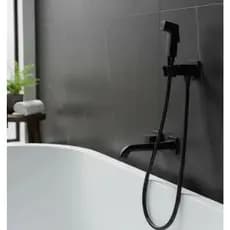Ducha Higiênica Para Banheiro Em Metal Preto Fosco  Super Luxo 1/4 Volta