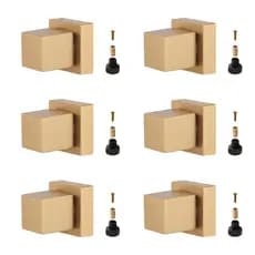Kit 6 Acabamentos Para Registro Quadrado Metal Dourado 1/2" e 3/4" Conversor Deca p/ Docol