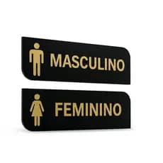 Kit Placa de Sinalização Banheiro Masculino Feminino Em Acrílico Espelhado