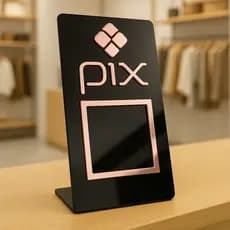Placa Pix Personalizada em Acrílico Espelhado Elegância no Seu Balcão