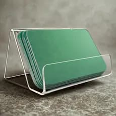 Porta Cartão de Visita em Acrílico Preto Transparente 6x10 cm Resistente Elegante Recepção Balcão