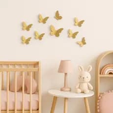 Kit Borboleta 3D Em Acrílico Espelhado Aplique de Parede Decoração Para Quarto