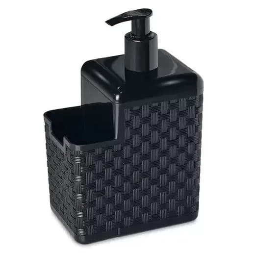 Dispenser Porta Detergente 500ml Preto Porta Esponja Bucha Bico Dosador Organizador Pia Cozinha Compacto Antivazamento