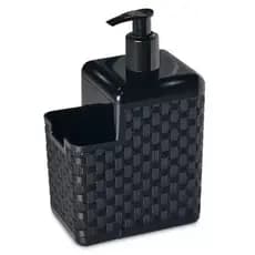 Dispenser Porta Detergente 500ml Preto Porta Esponja Bucha Bico Dosador Organizador Pia Cozinha Compacto Antivazamento