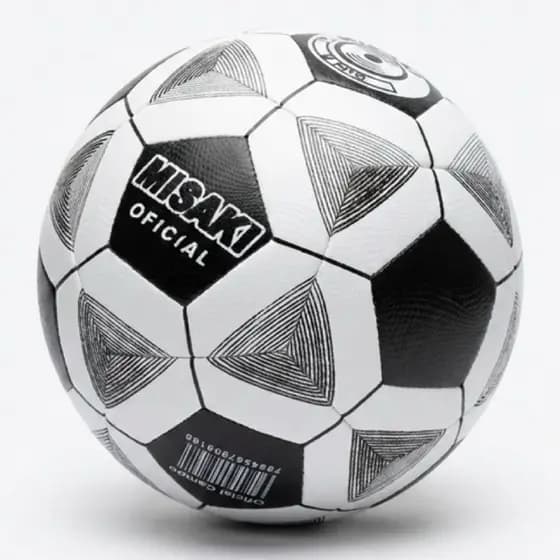 Bola futebol campo e society misaki costurada ultra resistente branca e preta