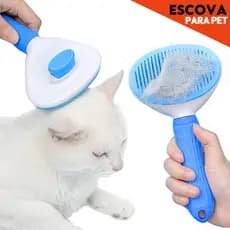 Escova Para Pet Com Botão Removedor – Ideal para Gatos e Cães Higiene e Conforto para o Animal - MN