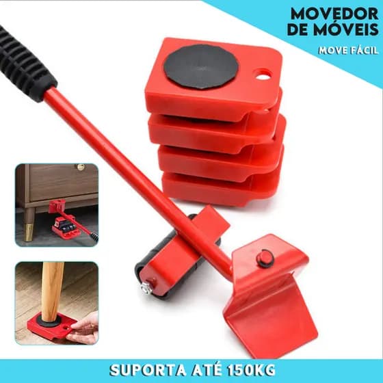 Kit Movedor de Móveis – Move Fácil, Suporta até 150kg com Alavanca e Rodízios - MN
