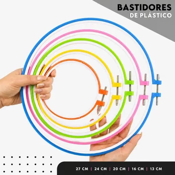 Bastidor Unitário Para Bordado Plástico Ajustável Ponto Cruz Artesanato