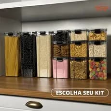 Monte seu Kit Potes Hermético para Mantimentos de Cozinha Pote Organizador de Dispensa Armário