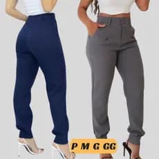 KIT 2 Calças Alfaiataria Feminina | Estilo Moderno & Clássico | Reto, Leve e Sofisticado