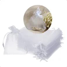 Kit 10/50/100 Saquinhos Saco Organza 10x15 Branco Lembrancinha Festa Casamento 15 Anos