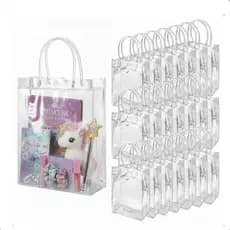 Kit 10/20/30 Sacos de Presente de Plástico PVC Transparente Reutilizável de Festa Lembrancinhas