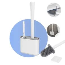 Escova de Silicone 2 em 1 Para Vaso Sanitário Base de Banheiro Privada, Alta Eficiência Adesivo