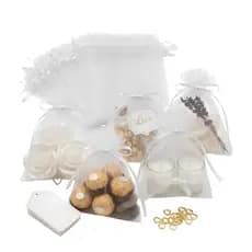Kit 10/50/100 Und Saco Saquinho Organza 7x9 9x12 10x15 13x18 Branco Lembrancinhas Festa Casamento