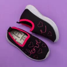 Tênis Calce Fácil Infantil Menina Bordado Slip On Leve Macio Confortável Dia a Dia Escola Promoção