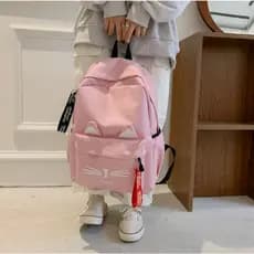 Mochila feminina de nylon com estampa de gato