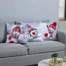 Kit 3 Capas de Natal Para Almofadas 45x45 Decoração Natalina Boneco de Neve