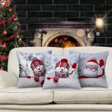 Kit 3 Capas de Natal Para Almofadas 45x45 Decoração Papai Noel Estampas