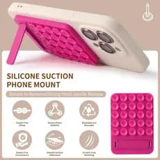Punho De Telefone De Silicone 2 Em 1 Com Ventosa E Suporte-Multiângulo Universal Para Todos Os Modelos , Perfeito Selfie