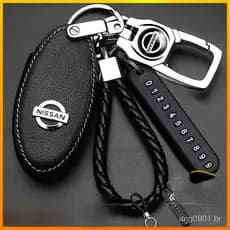 Capa de Chave de Carro em Couro, Nissan SENTRA LIVINA TIIDA MARC KICKS, Bolsa de Chaveiro 7159