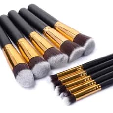 Kit 10 peças pincel kabuki precisão  Conjunto de Maquiagem para Sombra Delineador Lábios Pó Base