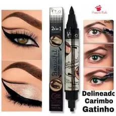 Delineador e Carimbo 2 em 1, Olhos, Maquiagem, Beleza, Prático, Fácil, Rápido e de Longa Duração