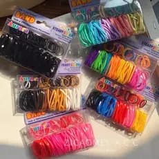 Mini elástico para cabelo silicone várias cores preto e colorido
