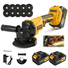 Lixadeira Angular Esmerilhadeira Brushless 4" 10500 RPM Alta Potência 2 Baterias de 48V + 10 Lâminas
