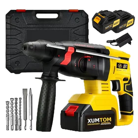 Martelete Perfurador Rompedor Profissional Impacto 3000w 2x Makita Baterias 48v + Maleta - Bivolt